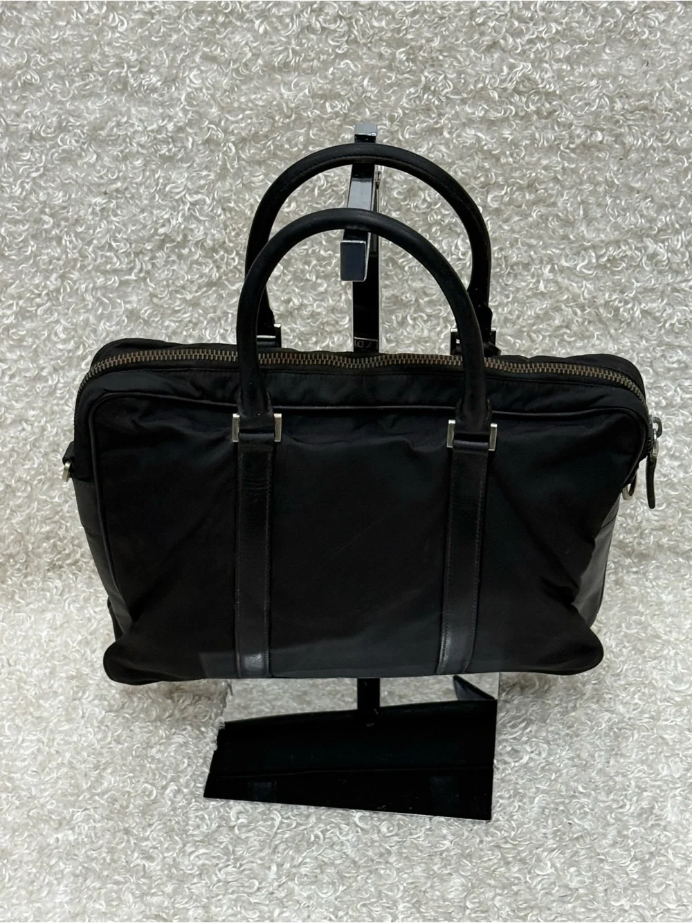 PRADA - Black Nylon Leather Business Bag